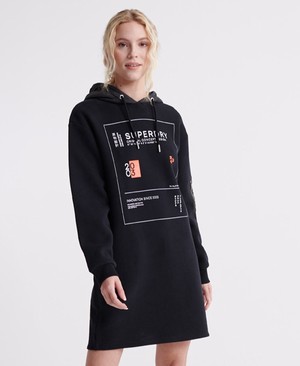 Superdry Hybrid Hooded Sweat Női Ruhák Fekete | FCHWR0682